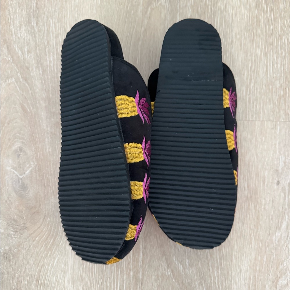 FARM Rio Black Mules with Pink and Yellow Accents
